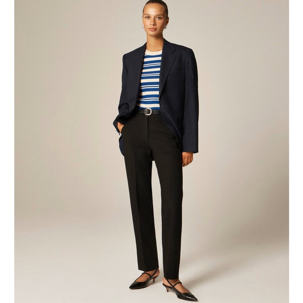 J.Crew Kate Straight-leg Pants WMNS 6 Black Four-Season Stretch Carreman Zip Fly
